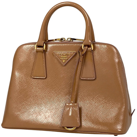Prada Promenade Shoulder Patent Leather Bag Saffiano Orange - Picture 1 of 8